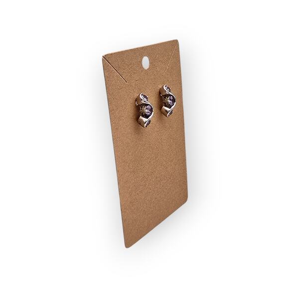 Amethyst Light Purple CZ Wave Hoop Stud Earrings | Sterling Silver 925 - Picture 5 of 8